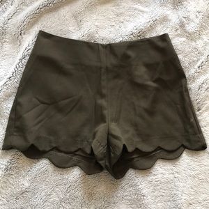 Olive Scalloped Shorts